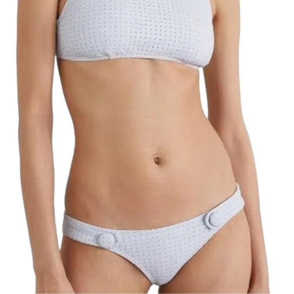 Lisa Marie Fernandez Button-embellished Perforated Bikini Sky Blue Size 3 (6/8) - Picture 2 of 11